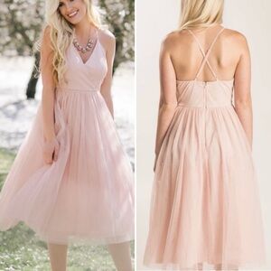 Maniju Blush Pink Tulle Tutu Fit and‎ Flare A-Line Sleeveless Dress Size Small